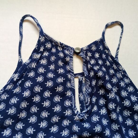Renee C Tank Top Womens S  Blue White Paisley Bandana Keyhole Halter Rayon‎ USA - Picture 9 of 10